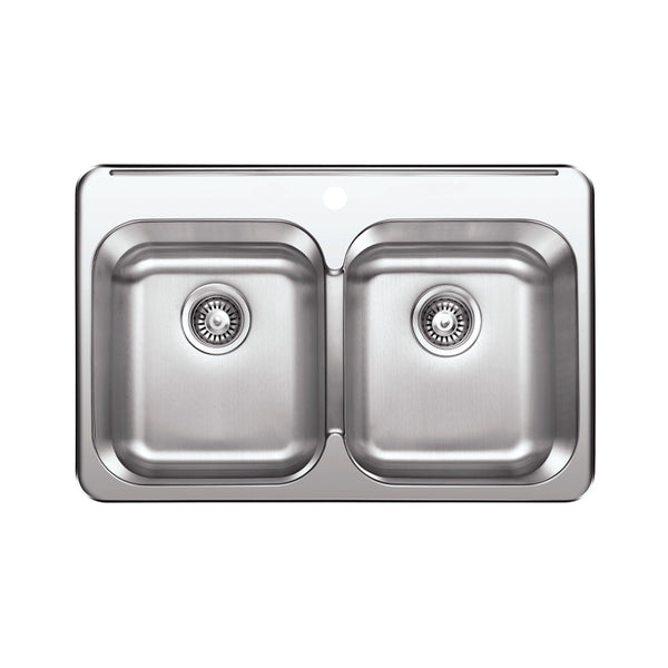 2 bowls, 32''X21'', top mount kitchen sink