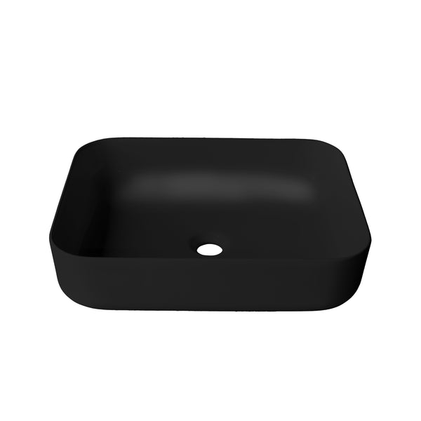 20’’X16’’ matte black rectangular porcelain vessel sink