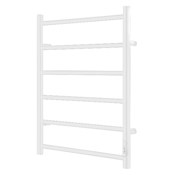 Glossy White Towel Warmer 6 Bars Round