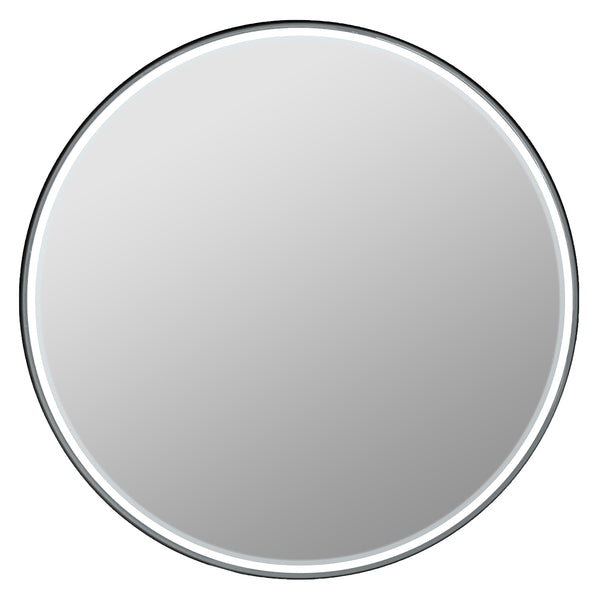 Miroir rond 30'' encadré noir mat avec lumières LED