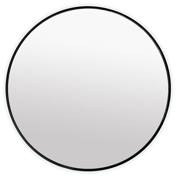 Miroir rond 36'' encadré noir mat avec lumières LED