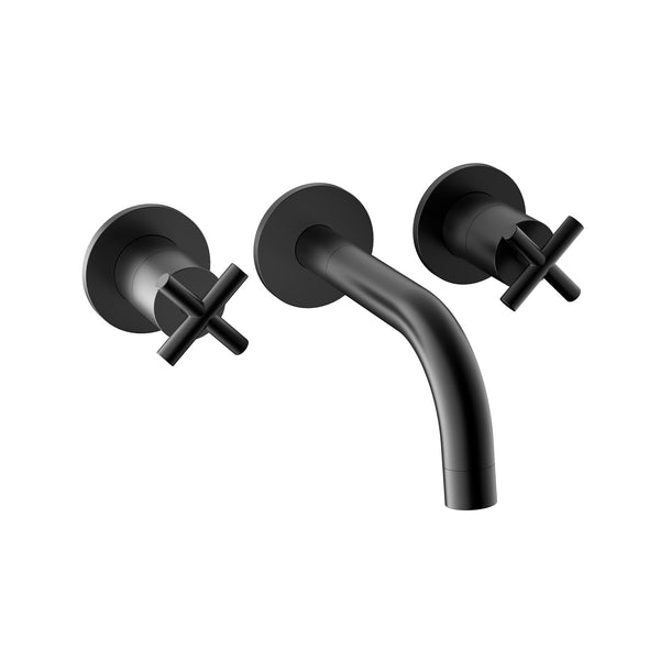 Matte Black 2 Handles Wall Faucet